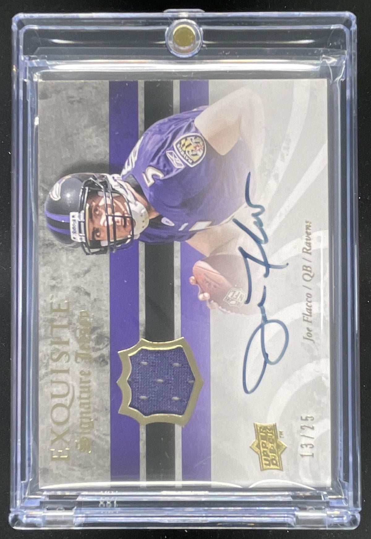 2008 Upper Deck Exquisite Collection Jersey #ESS-JF Joe Flacco RC Auto /25 product image 1, provided for visual reference