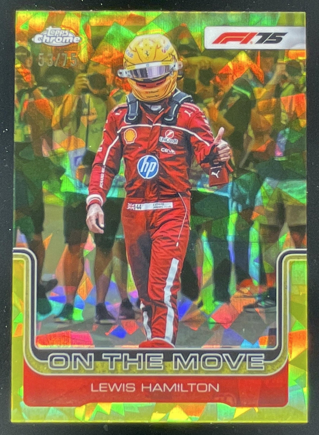 2025 Topps Chrome Sapphire F1 Yellow #191 Lewis Hamilton F1 On The Move /75 product image 1, provided for visual reference