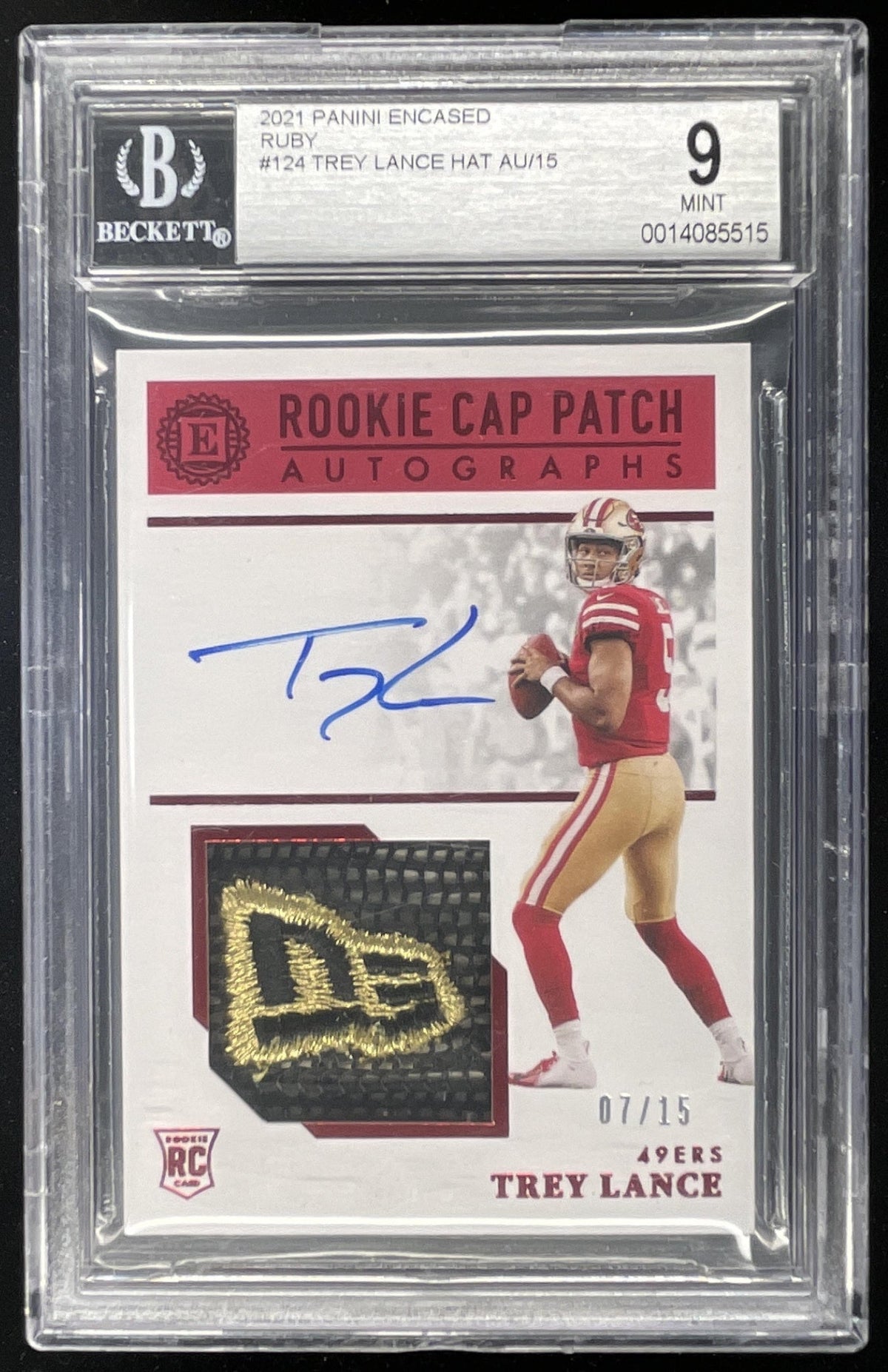 2021 Panini Encased Ruby #124 Trey Lance Autograph RC Auto /15 BGS 9 product image 1, provided for visual reference and