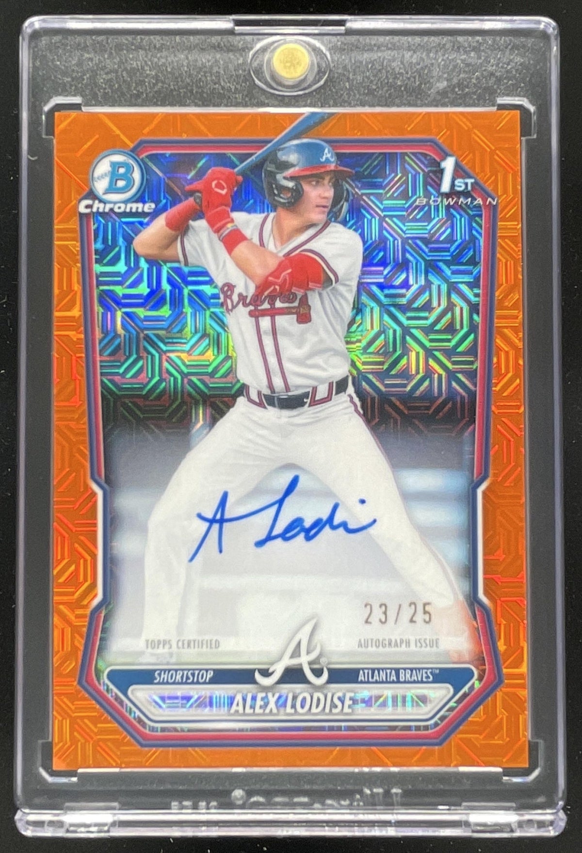 2026 Bowman Chrome Mega Box Orange Mojo Refractor #ALO Alex Lodise RC Auto /25 product image 1, provided for visual
