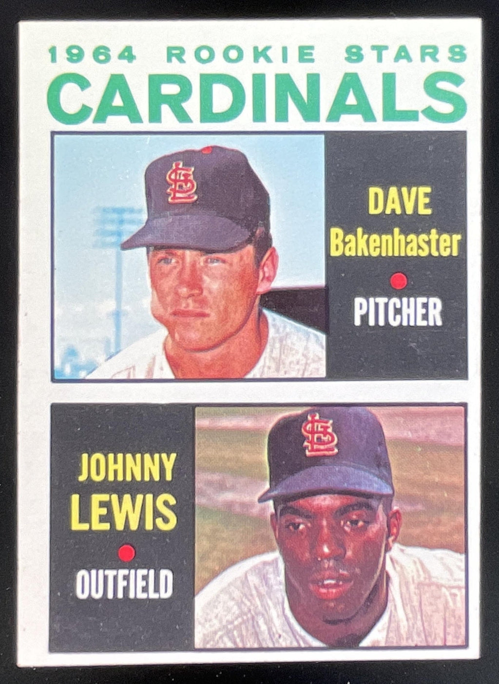 1964 Topps #479 Cardinals 1964 Rookie Stars Dave Bakenhaster Johnny Lewis RC product image 1, provided for visual reference