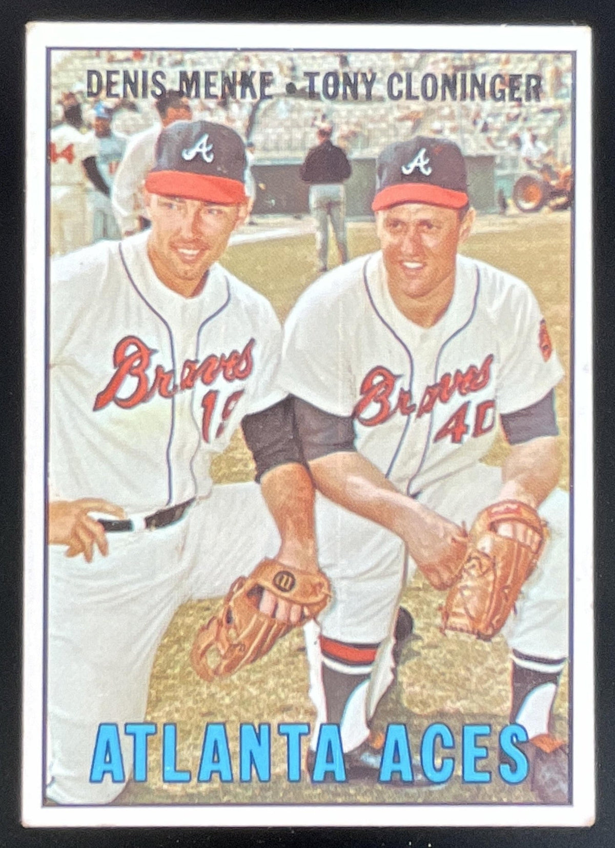 1967 Topps #396 Atlanta Aces Denis Menke Tony Cloninger C product image 1, provided for visual reference and product detail