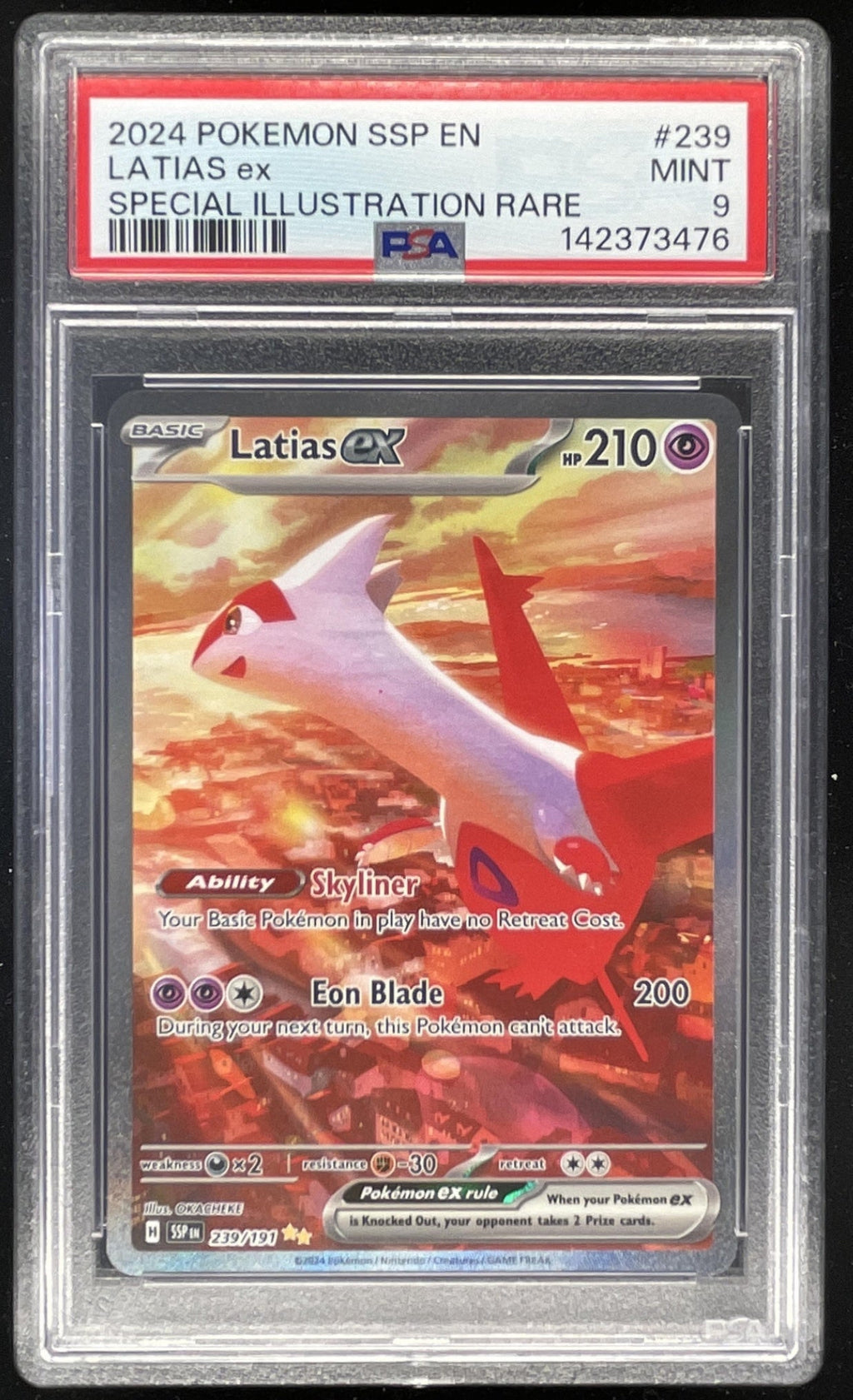 2024 Pokemon Surging Sparks #239/191 Latias Ex PSA 9 product image 1, provided for visual reference and product detail review