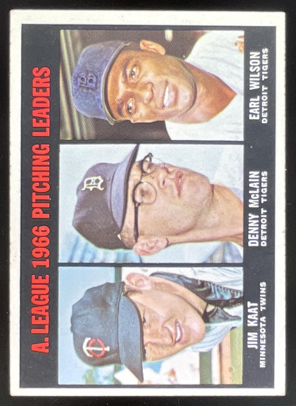 1967 Topps #235 American League Jim Kaat Denny McLain Earl Wilson product image 1, provided for visual reference and product