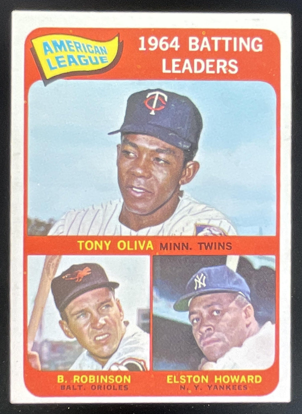 1965 Topps #1 American League Tony Oliva Brooks Robinson Elston Howard product image 1, provided for visual reference and