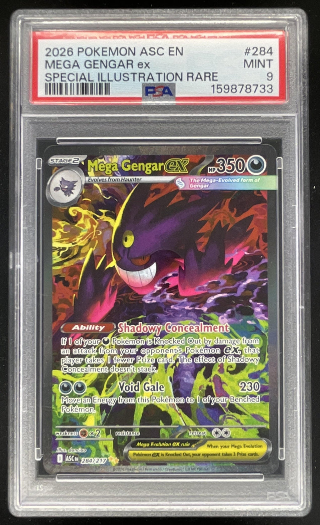 2026 Pokemon Ascended Heroes #284/217 Mega Gengar ex Special Illustration PSA 9 product image 1, provided for visual