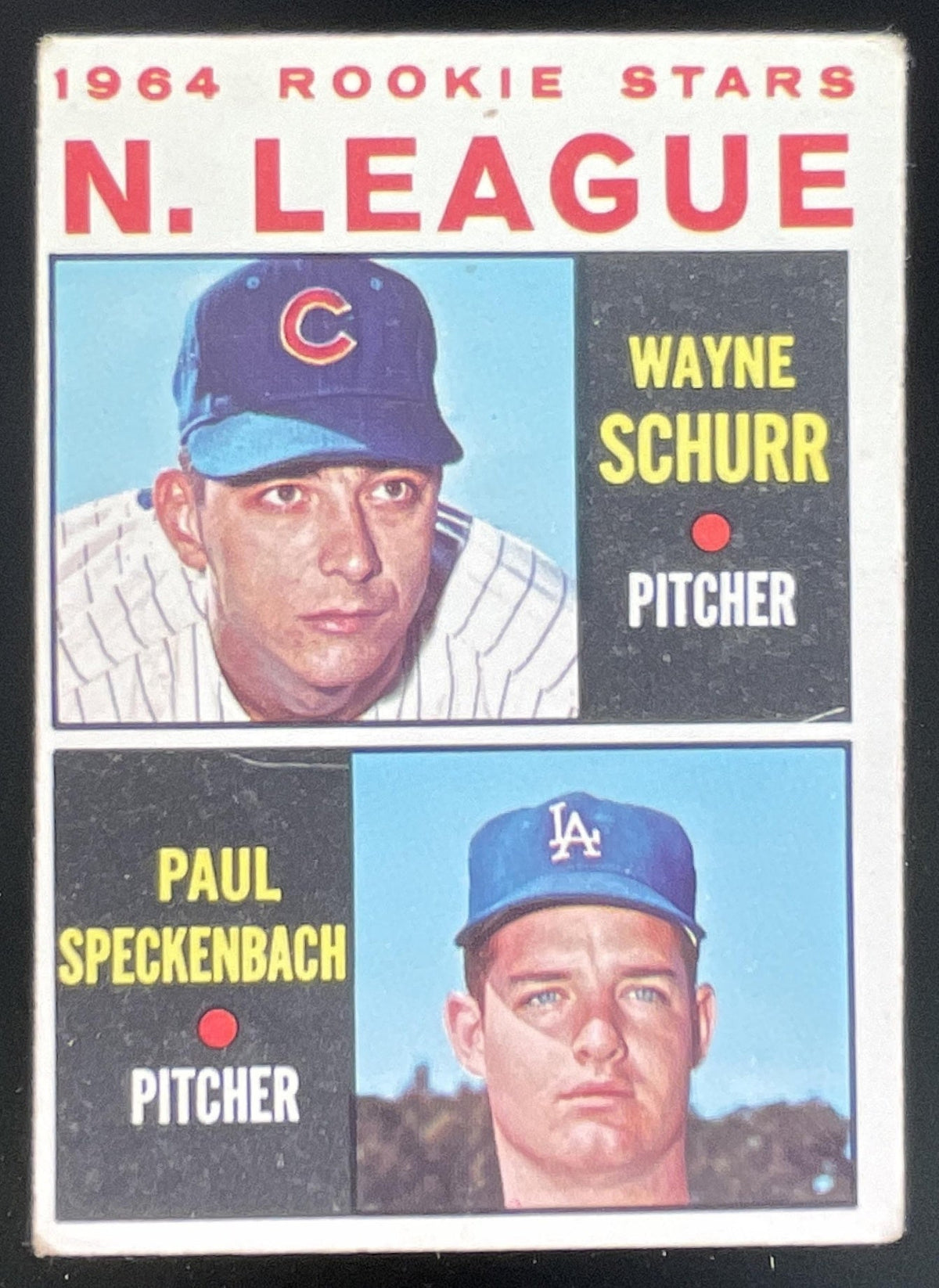 1964 Topps #548 N. League 1964 Rookie Stars Wayne Schurr Paul Speckenbach RC product image 1, provided for visual reference