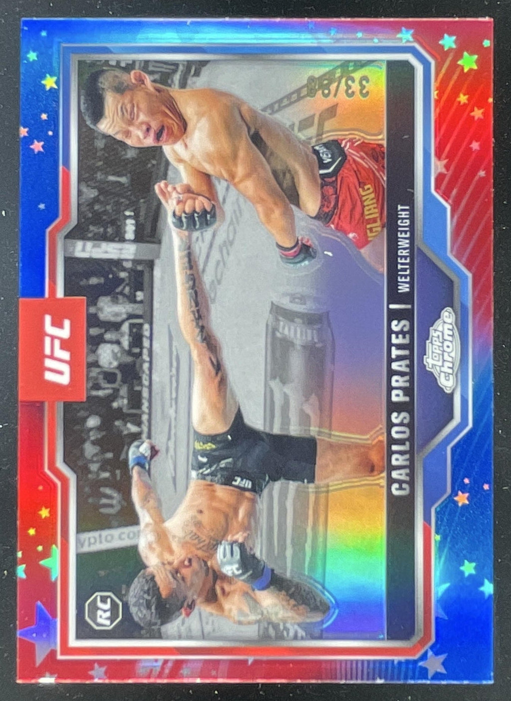 2025 Topps UFC Chrome Red, White & Blue Refractor #40 Carlos Prates RC /88 product image 1, provided for visual reference