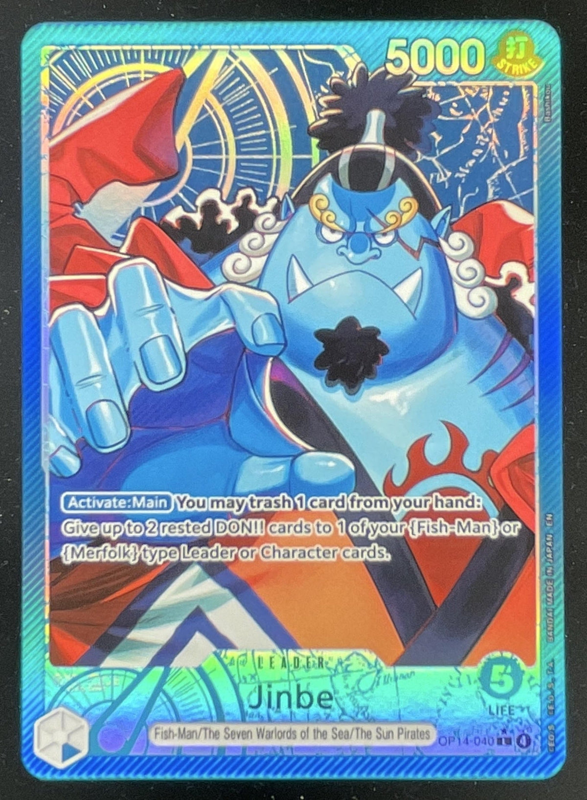 2026 One Piece Azure Sea's Seven Leader #OP14-040 Jinbe product image 1, provided for visual reference and product detail