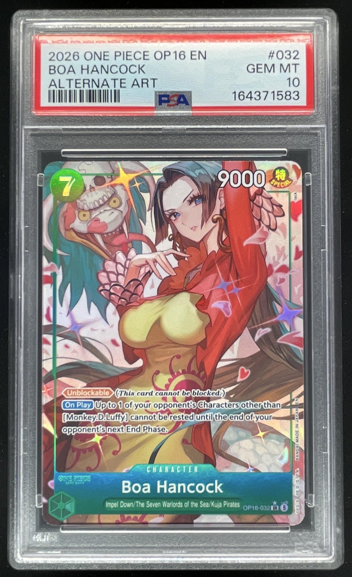 2026 One Piece The Time of Battle Japanese #OP16-032 Boa Hancock SP PSA 10 product image 1, provided for visual reference