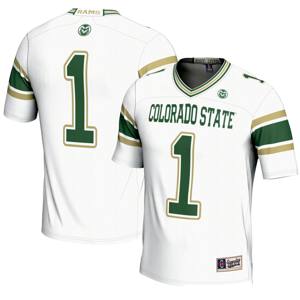 #1 Colorado State Rams Endzone Football Jersey - White product image 1