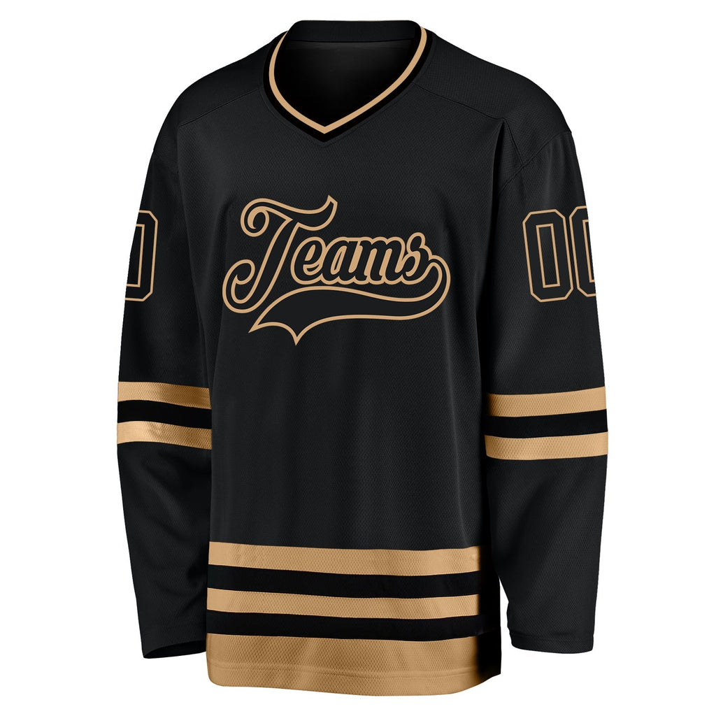 Custom Hockey Jersey - Black Black-Old Gold product image 3
