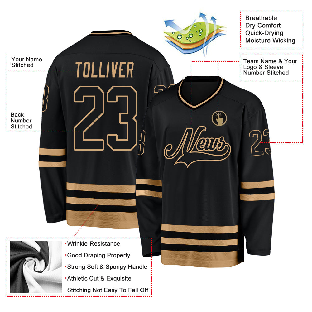 Custom Hockey Jersey - Black Black-Old Gold product image 5