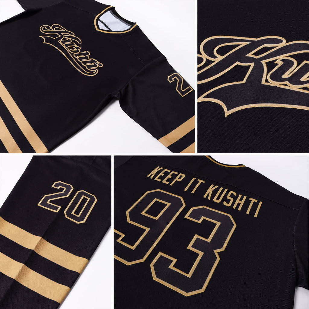 Custom Hockey Jersey - Black Black-Old Gold product image 8