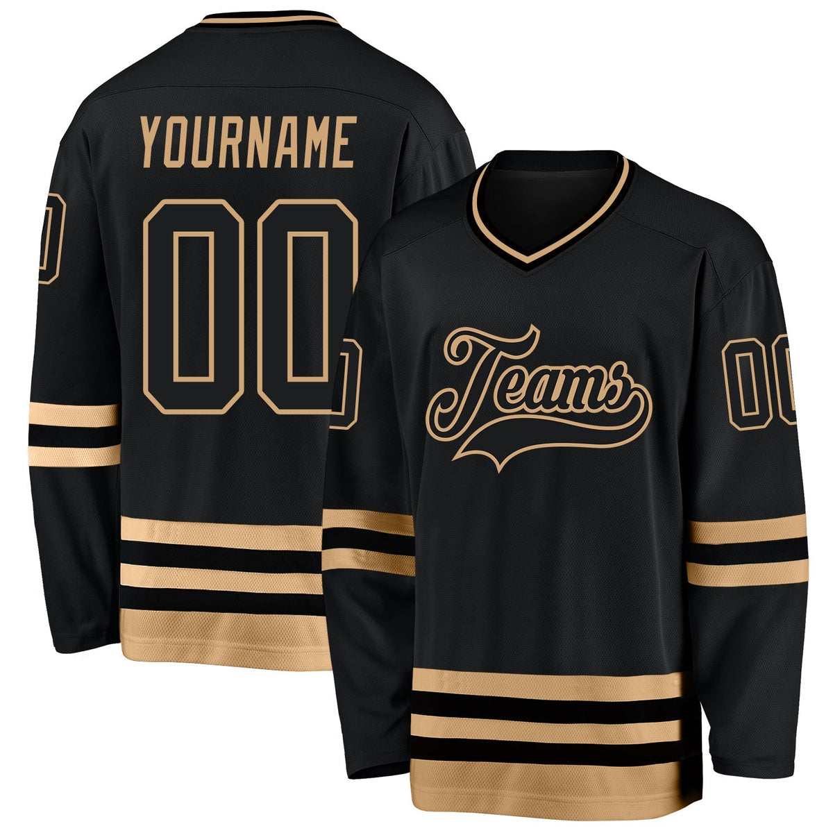 Custom Hockey Jersey - Black Black-Old Gold product image 1