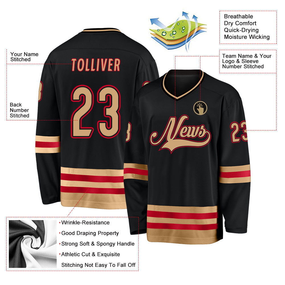 Custom Hockey Jersey - Black Old Gold-Red product image 4