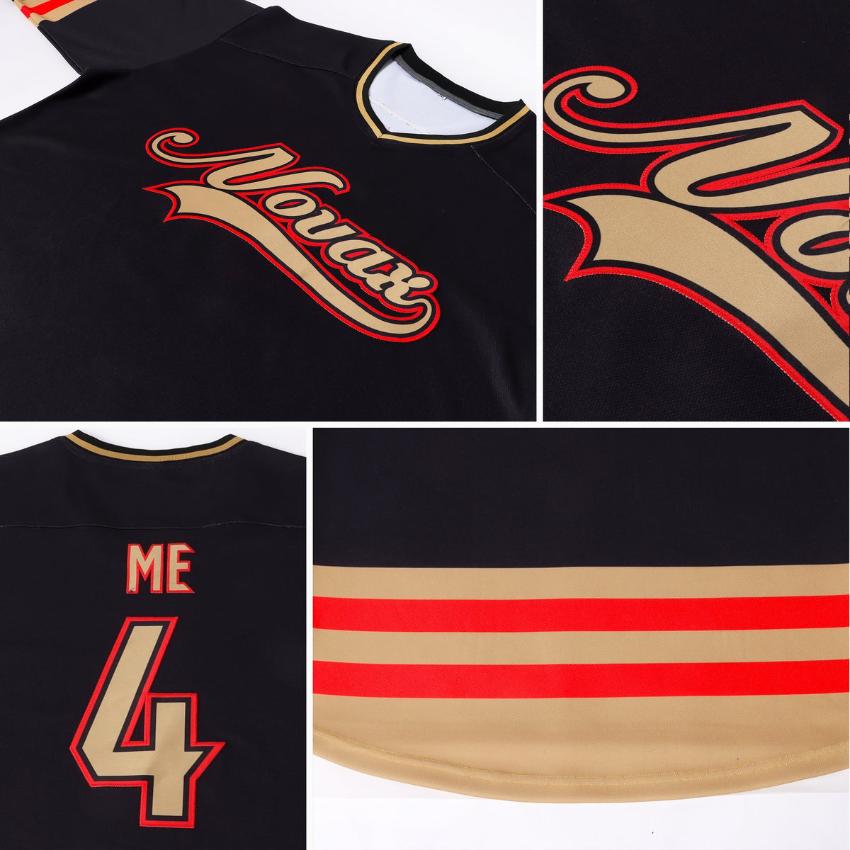 Custom Hockey Jersey - Black Old Gold-Red product image 7