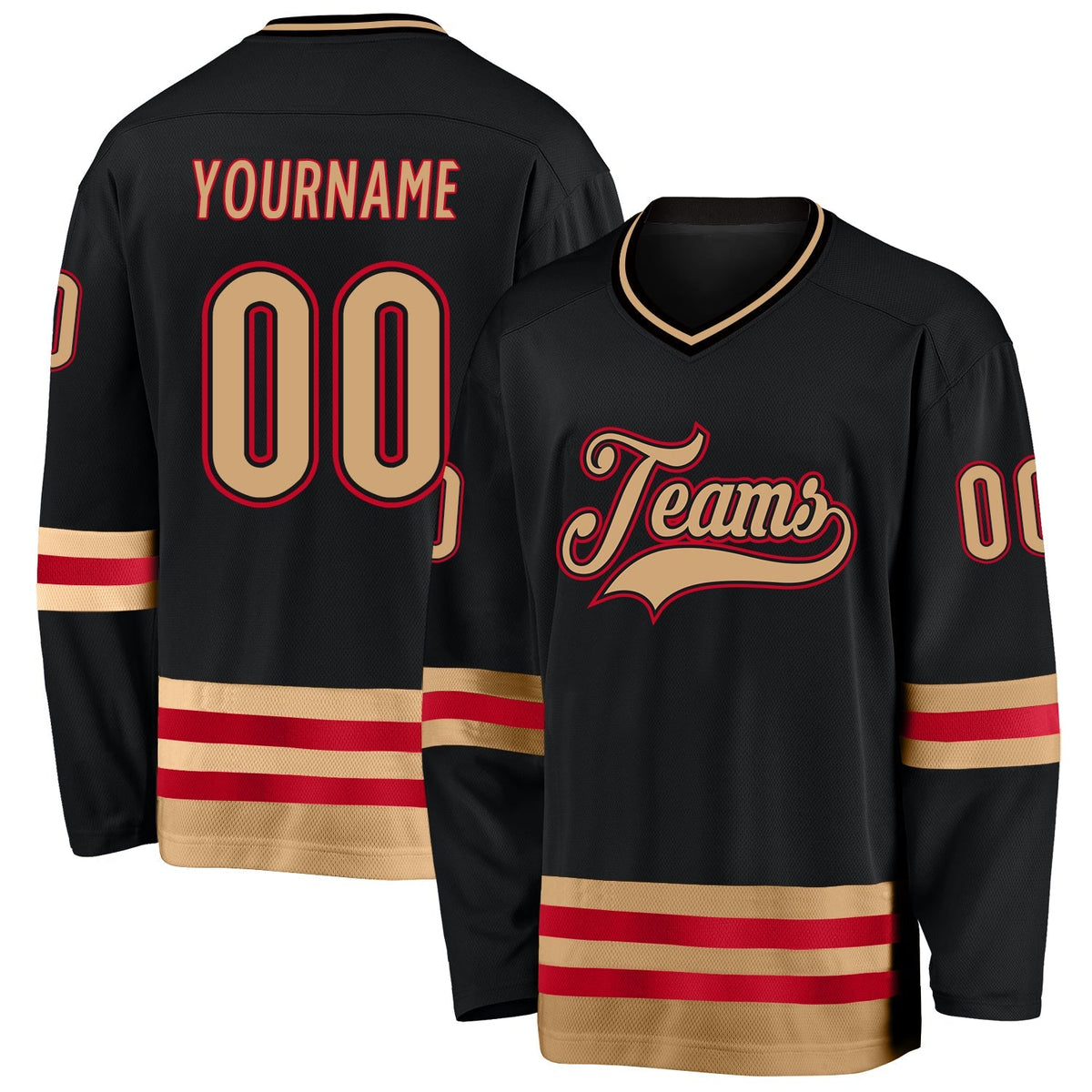 Custom Hockey Jersey - Black Old Gold-Red product image 1