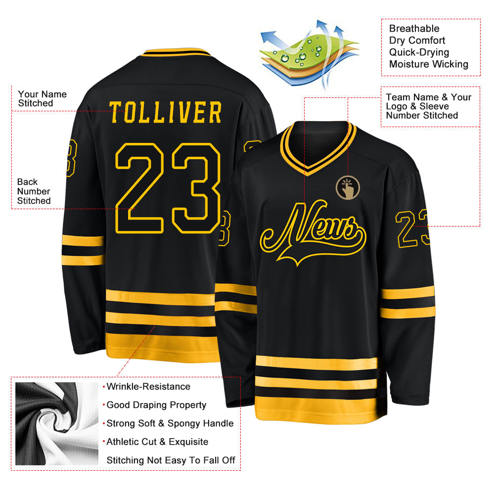 Custom Hockey Jersey - Black Black-Gold product image 5