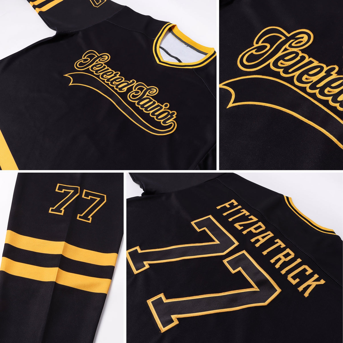 Custom Hockey Jersey - Black Black-Gold product image 8