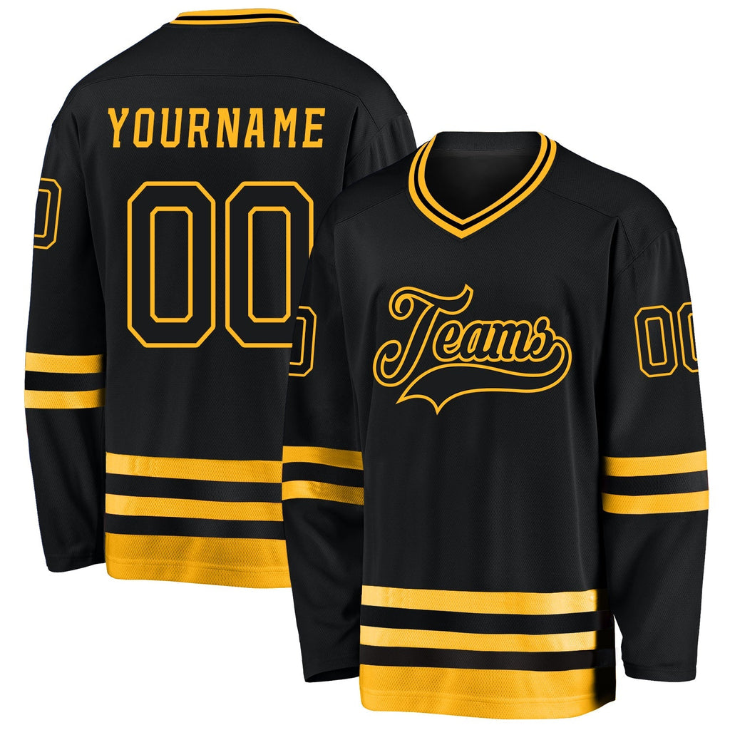 Custom Hockey Jersey - Black Black-Gold product image 1