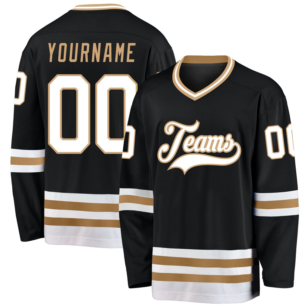 Custom Hockey Jersey - Black White-Old Gold product image 1