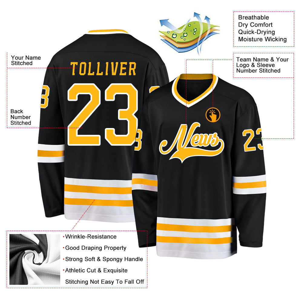 Custom Hockey Jersey - Black Gold-White product image 2