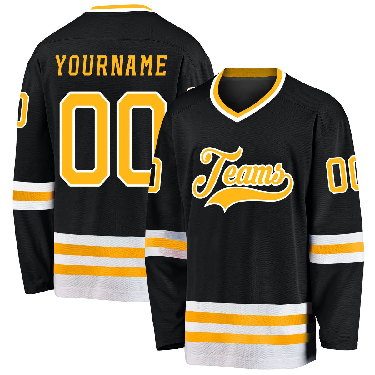 Custom Hockey Jersey - Black Gold-White product image 1