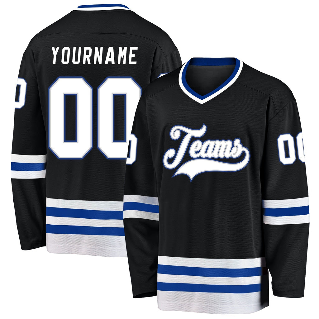 Custom Hockey Jersey - Black White-Royal product image 1