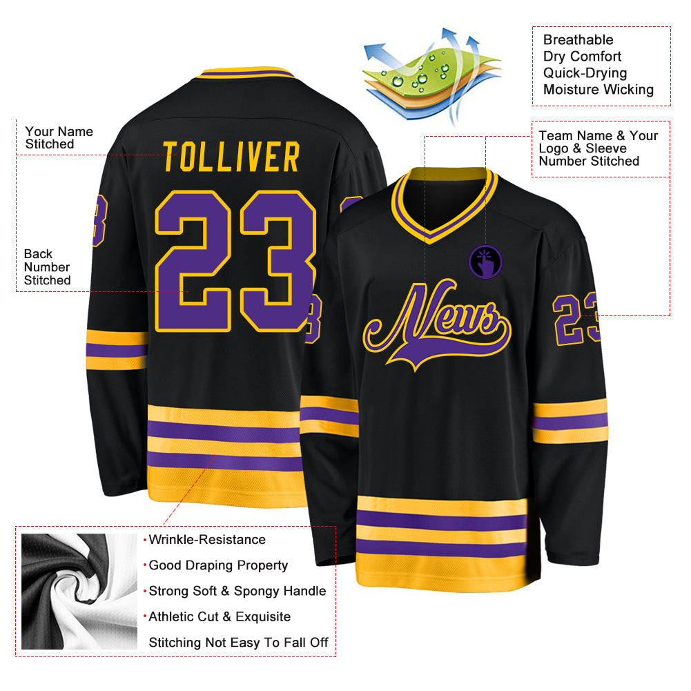 Custom Hockey Jersey - Black Purple-Gold product image 2