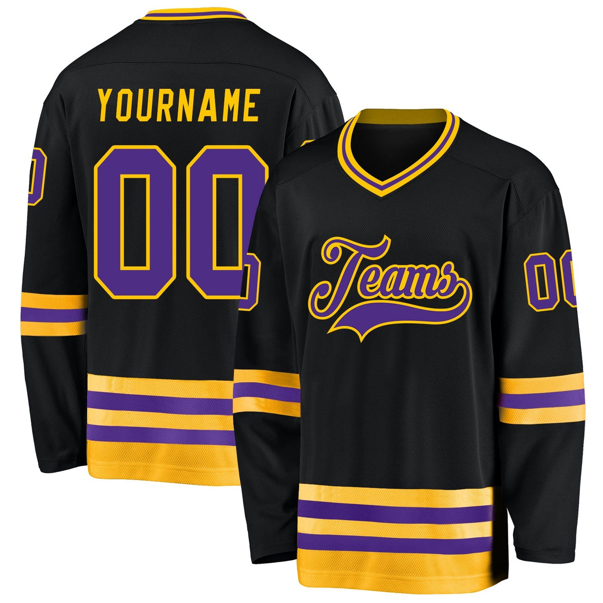 Custom Hockey Jersey - Black Purple-Gold product image 1