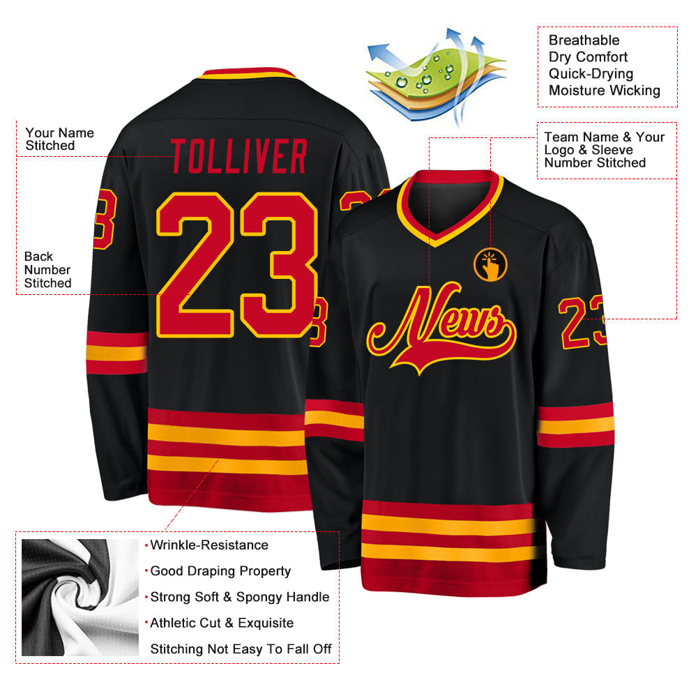 Custom Hockey Jersey - Black Red-Gold product image 2