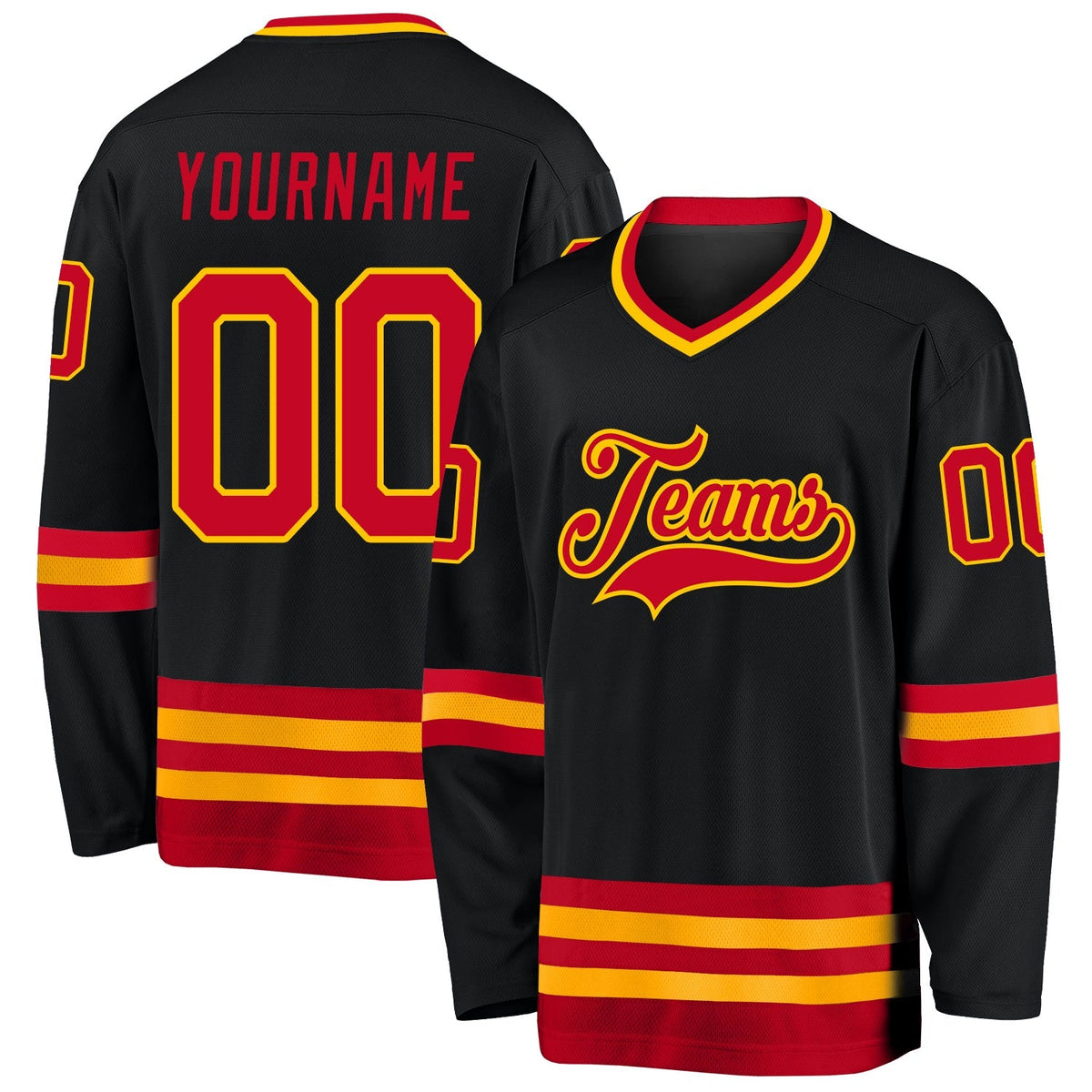 Custom Hockey Jersey - Black Red-Gold product image 1
