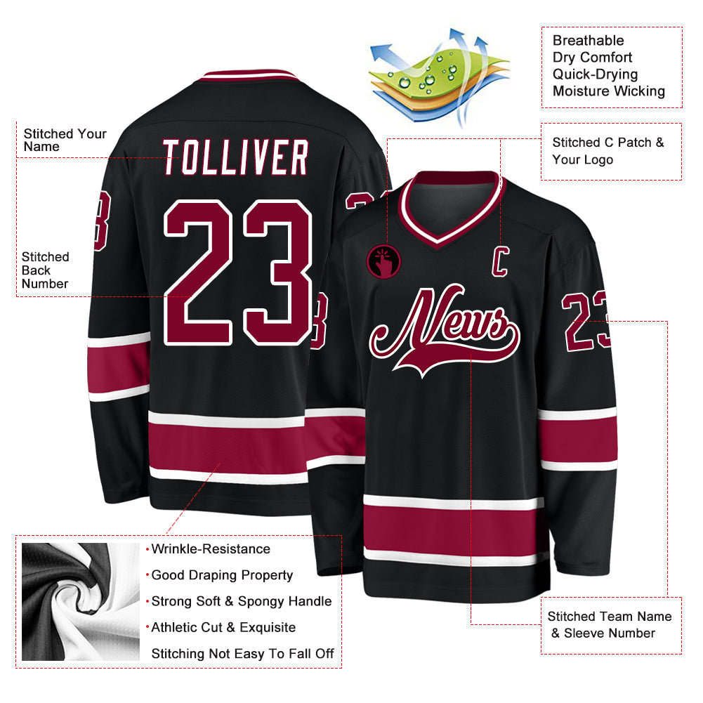 Custom Hockey Jersey - Black Maroon-White product image 2