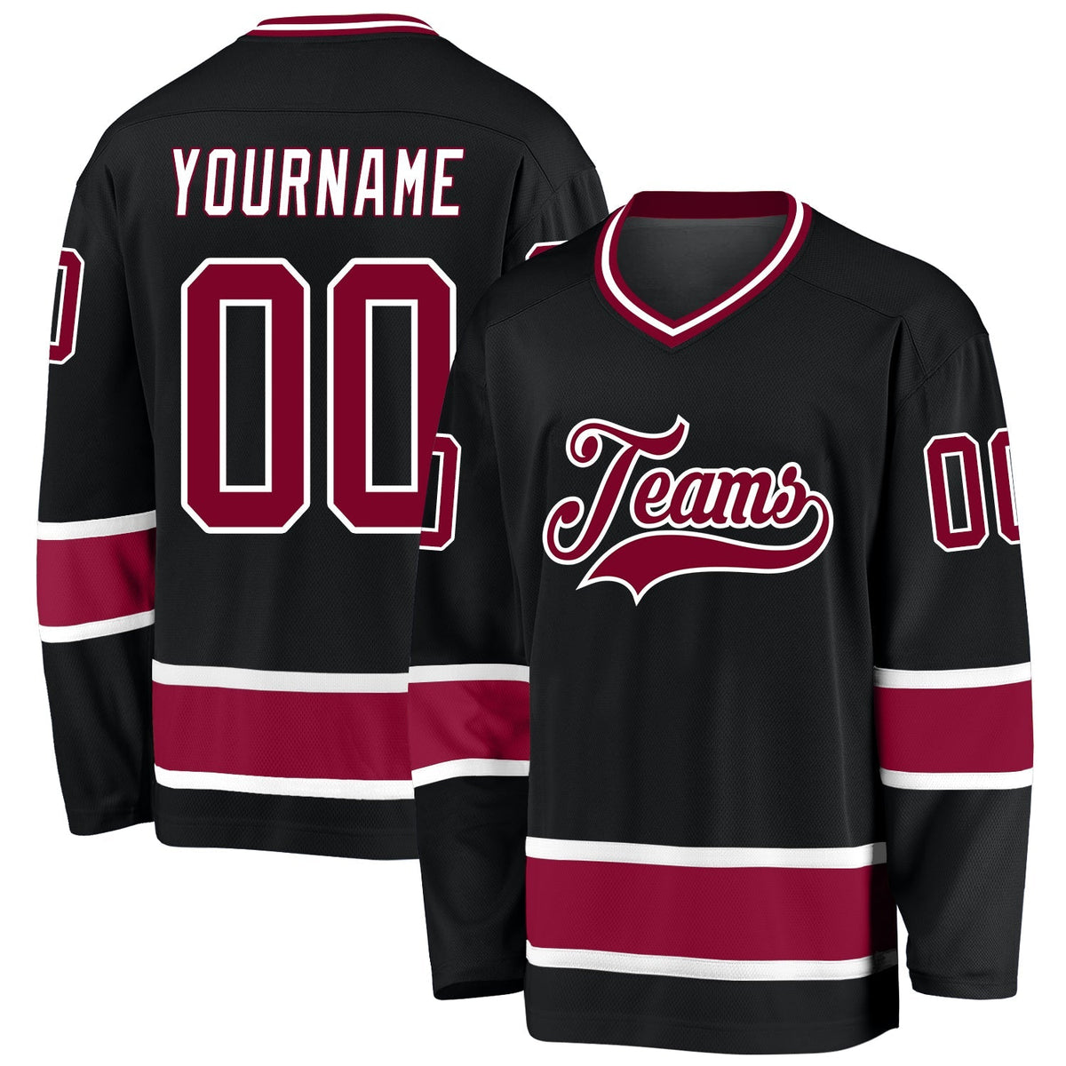Custom Hockey Jersey - Black Maroon-White product image 1
