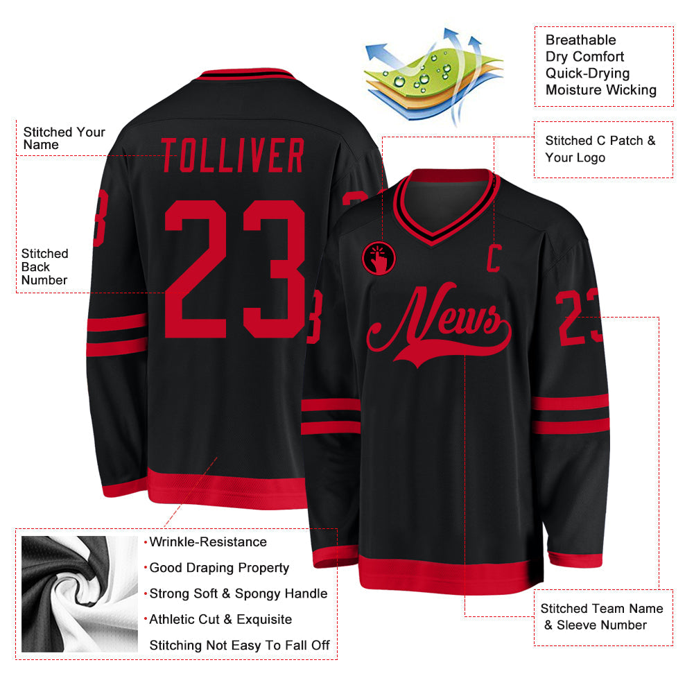 Custom Hockey Jersey - Black Red product image 2