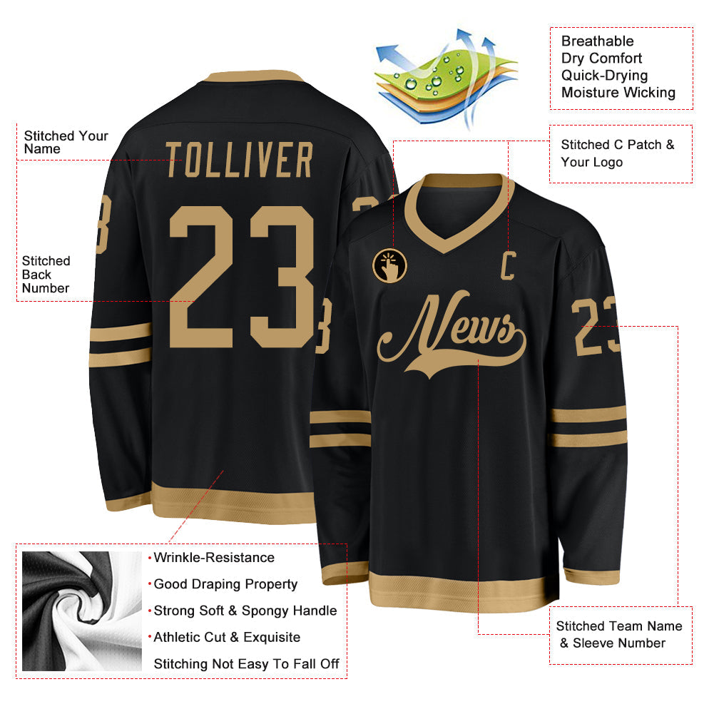 Custom Hockey Jersey - Black Old Gold product image 2