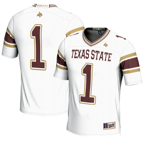 #1 Texas State Bobcats Endzone Football Jersey - White product image 1