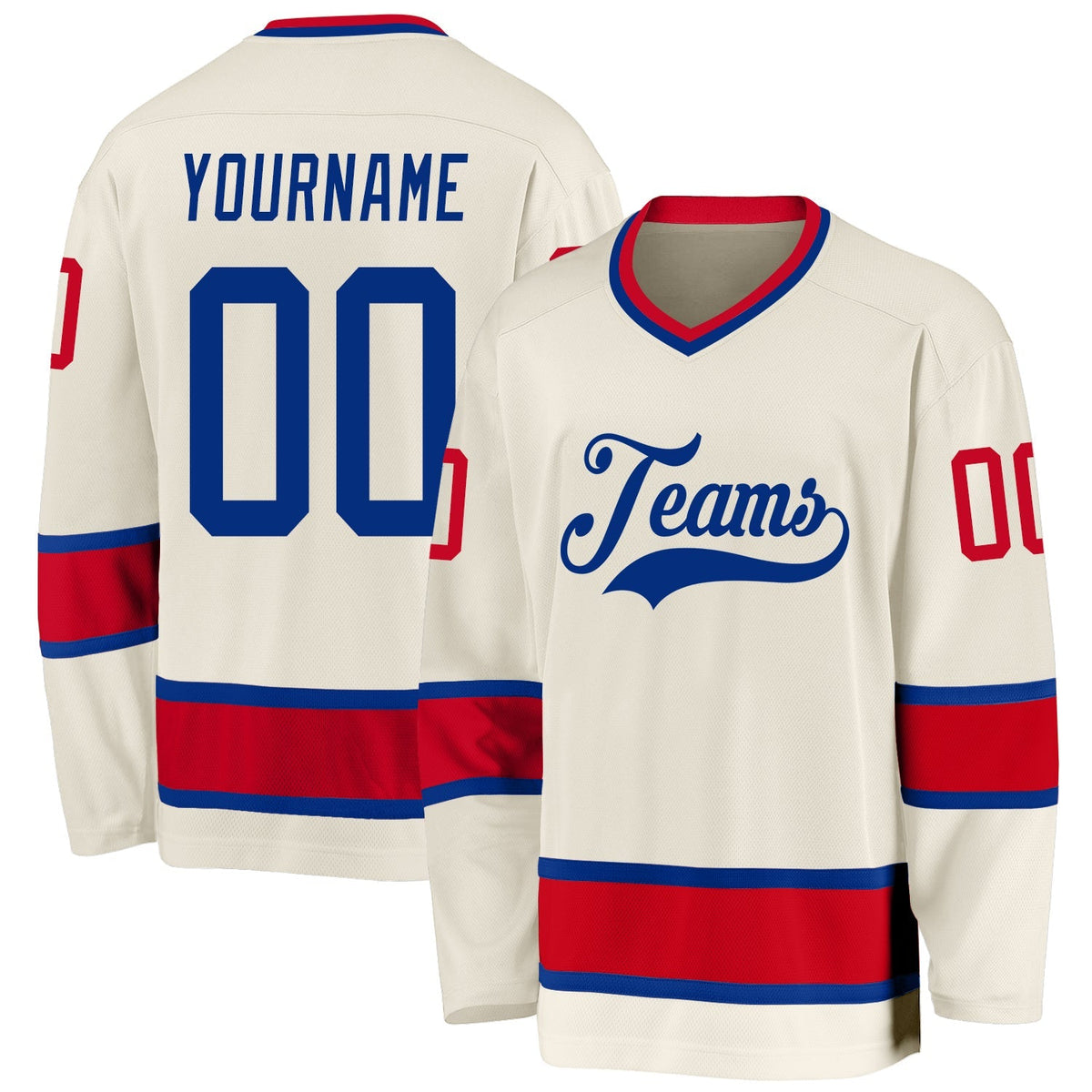Custom Hockey Jersey - Cream Royal-Red product image 1