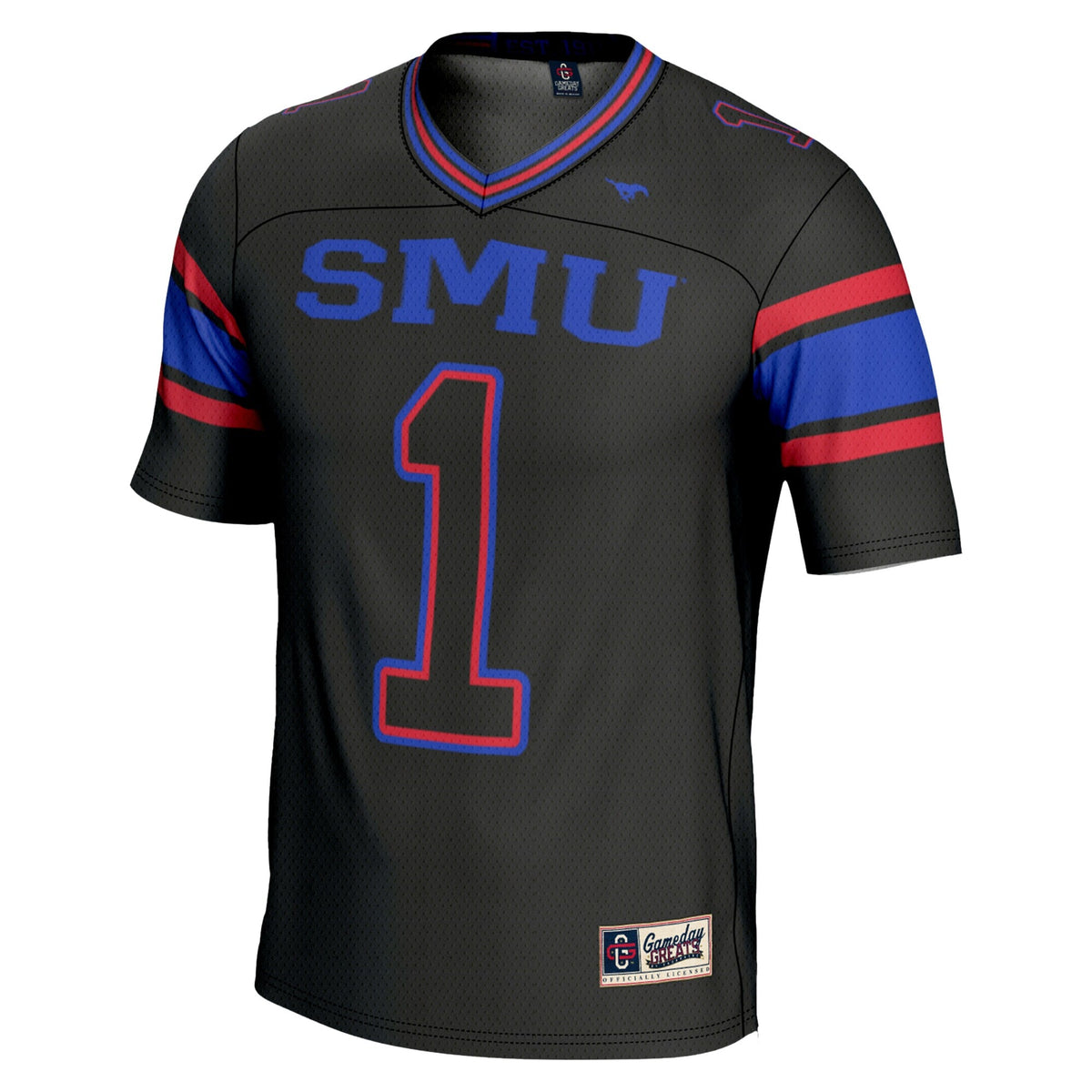 #1 SMU Mustangs Endzone Football Jersey - Black product image 3