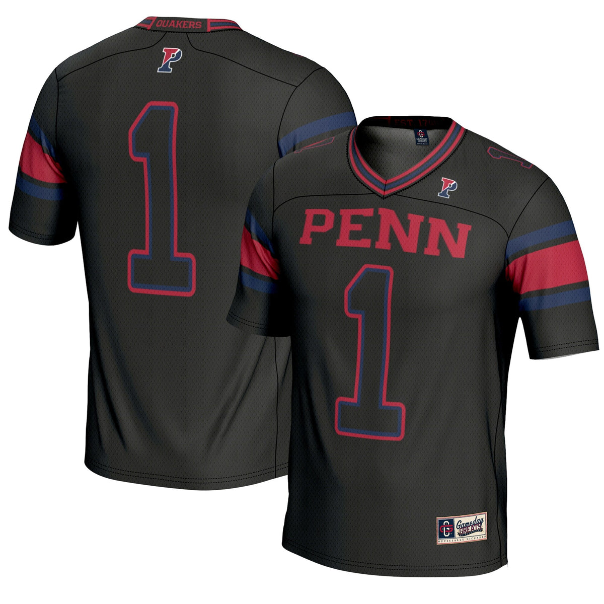 #1 Pennsylvania Quakers Endzone Football Jersey - Black product image 1