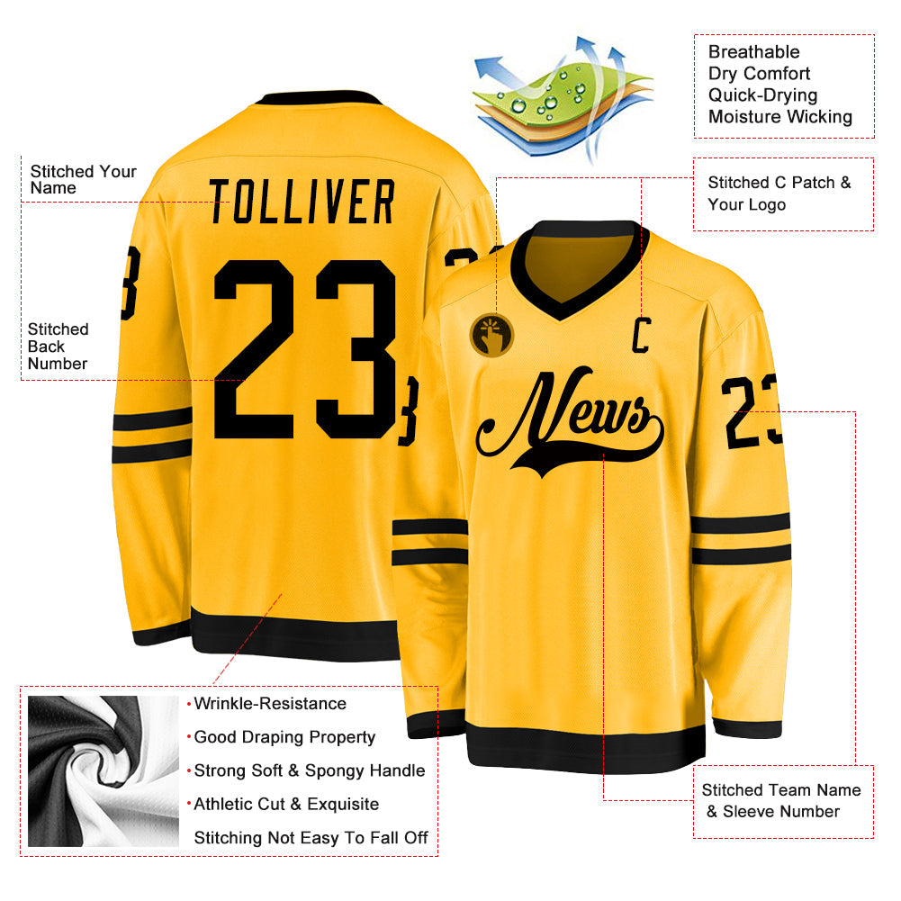 Custom Hockey Jersey - Gold Black product image 2