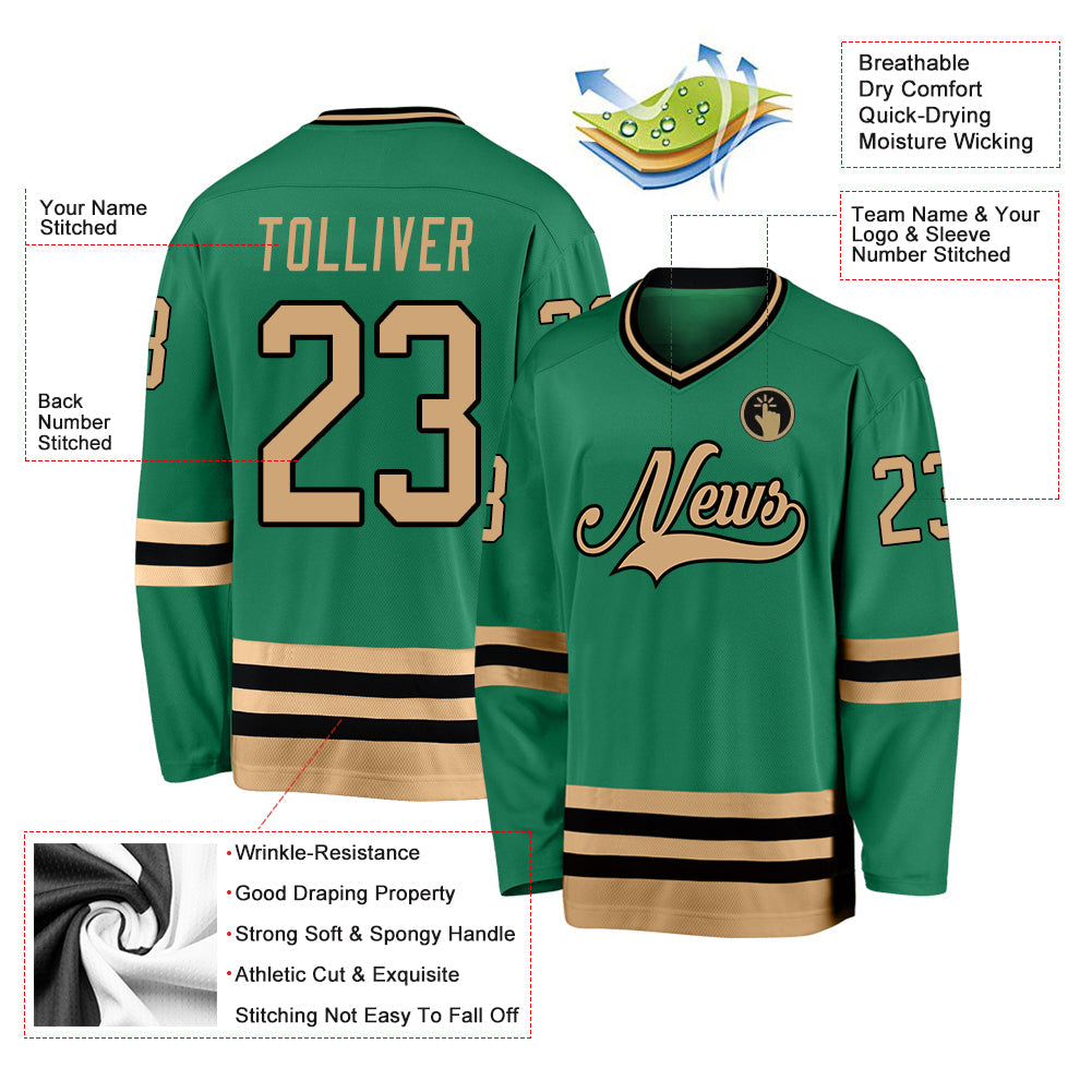 Custom Hockey Jersey - Kelly Green Old Gold-Black product image 2