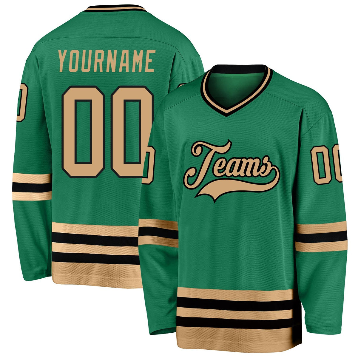 Custom Hockey Jersey - Kelly Green Old Gold-Black product image 1