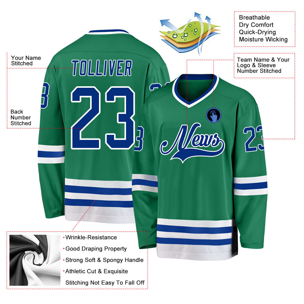Custom Hockey Jersey - Kelly Green Royal-White product image 2