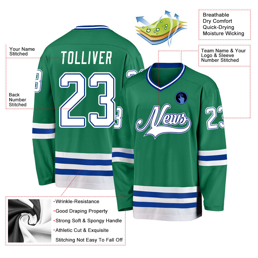 Custom Hockey Jersey - Kelly Green White-Royal product image 6