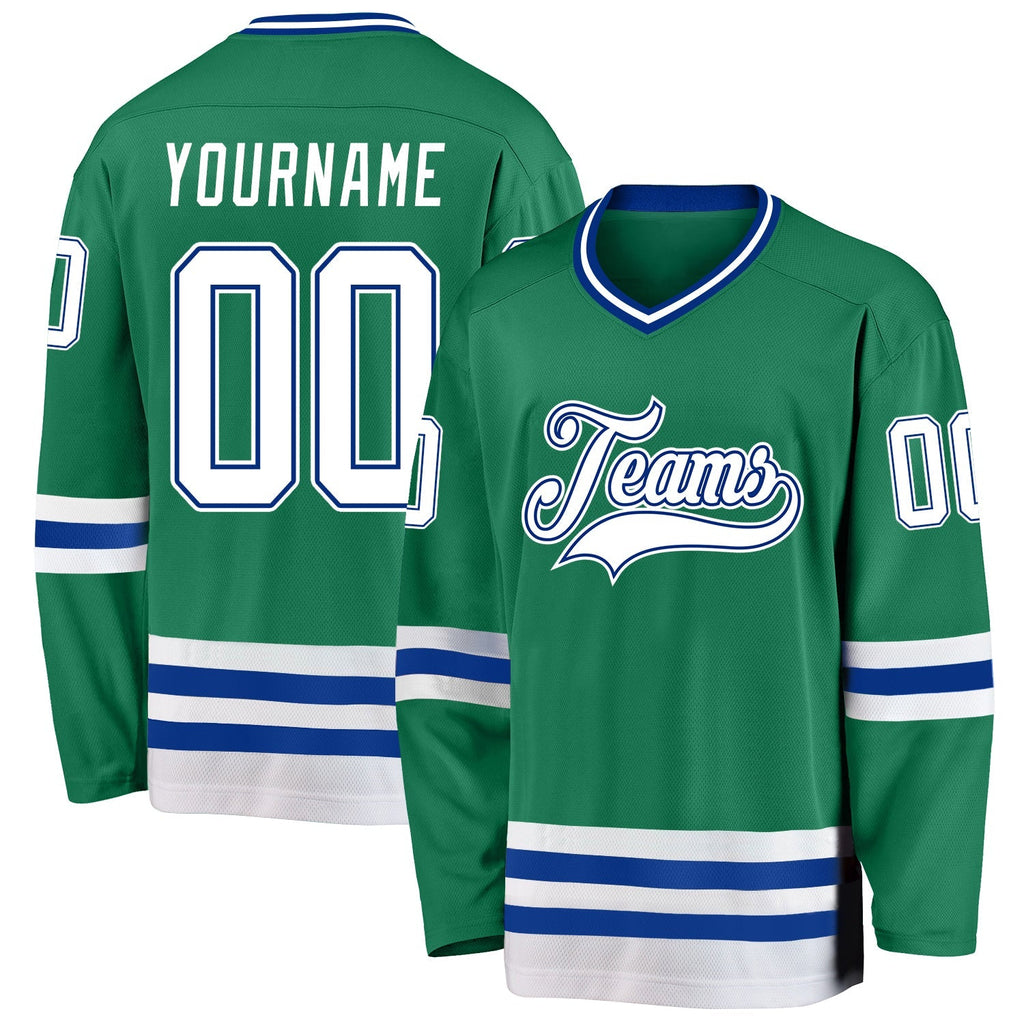 Custom Hockey Jersey - Kelly Green White-Royal product image 5