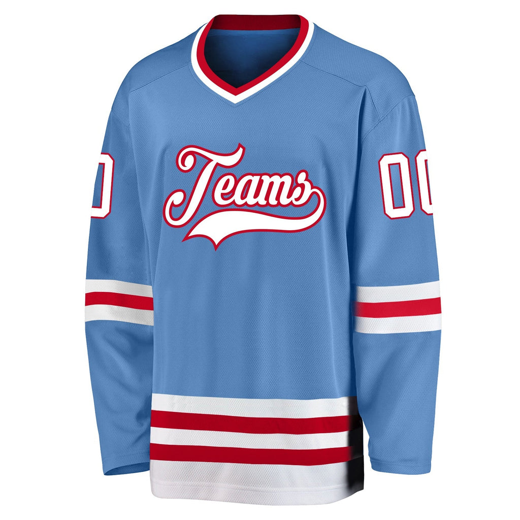 Custom Hockey Jersey - Light Blue White-Red product image 2