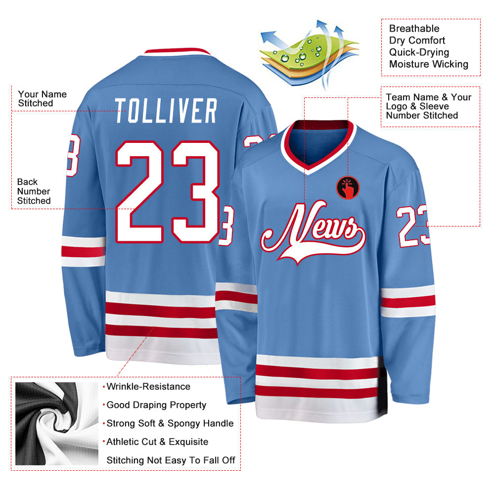 Custom Hockey Jersey - Light Blue White-Red product image 4