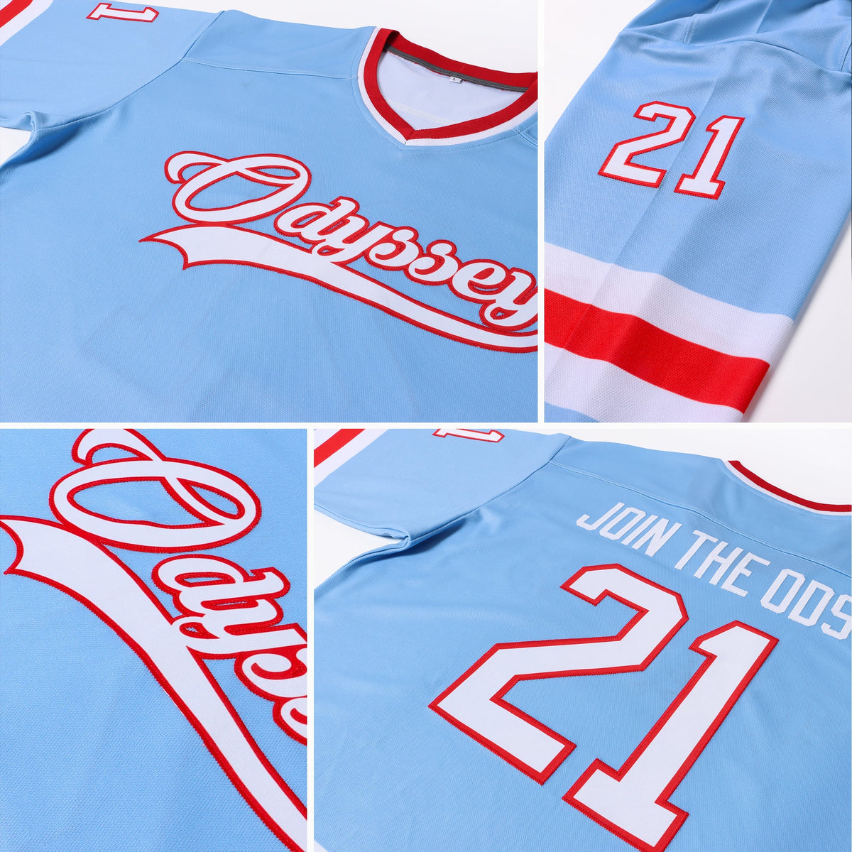 Custom Hockey Jersey - Light Blue White-Red product image 7